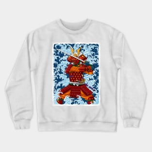 Samurai battling the wave Crewneck Sweatshirt
